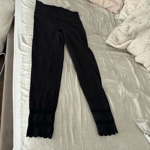 Free people black scallop and lace trim leggings NEW XS